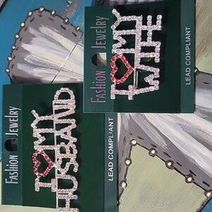 I ❤️ My Husband Or Wife Rhinestone Brooch- Price Is For One